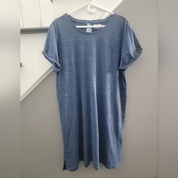 Pact Dresses & Skirts - PACT XL Heathered Blue 100% Organic Cotton Short Sleeve T Shirt Dress Comfy